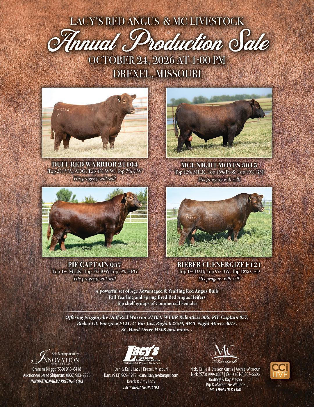 Lacy’s Red Angus & MC Livestock Annual Production Sale